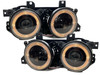 RHD LHD Projector Headlights Pair Angel Eyes Clear Black H1 H1 BMW E34 88-95