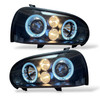 LHD Projector Headlights Pair Angel Eyes Clear Black H1 H1 VW Golf III 91-97