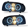 LHD Projector Headlights Pair Angel Eyes Clear Black H1 H1 VW Golf III 91-97
