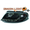 LHD Projector Headlights Pair LED Dragon DRL Lights Clear Black H1 H1 VW Passat 00-05