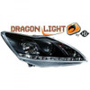 LHD Projector Headlights Pair LED Dragon DRL Lights Clear Black Ford Focus III 08-11