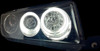 LHD Projector Headlights Pair Angel Eyes Clear Black Skoda Fabia 1999-07