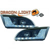 LHD Projector Headlights Pair LED Dragon DRL Lights Clear Black Ford Focus II 04-07