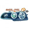 LHD Projector Headlights Pair Angel Eyes Clear Black Vauxhall Astra F 91-97