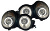 LHD Projector Headlights Pair Angel Eyes Clear Black Mercedes-Benz W210 95-02