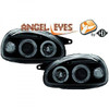 LHD Projector Headlights Pair Angel Eyes Clear Black Vauxhall Corsa B 93-00