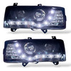 LHD Projector Headlights Pair LED Dragon DRL Lights Clear Black VW T4 Transporter 90-03