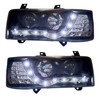 LHD Projector Headlights Pair LED Dragon DRL Lights Clear Black VW T4 Transporter 90-03