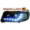 LHD Projector Headlights Pair LED Dragon DRL Lights Clear Black Audi 100 C4 90-94