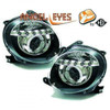 LHD Projector Headlights Pair Angel Eyes Clear Black H1 Fiat 500 Cabrio 07-15
