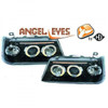 LHD Projector Headlights Headlamp Pair Angel Eyes Clear Black Peugeot 205 83-96