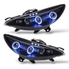 LHD Projector Headlights Headlamp Pair Angel Eyes Clear Black Peugeot 207 06-12
