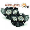 LHD Projector Headlights Pair Angel Eyes Clear Black VW T4 Longnose 96-03