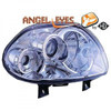 LHD Projector Headlights Pair Angel Eyes Clear Chrome Renault Clio II 98-01