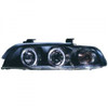 LHD Projector Headlights Pair Angel Eyes Clear Black BMW 5 Series E39 95-00