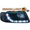 LHD Projector Headlights Headlamp Pair LED Dragon DRL Lights Clear Black Audi A3 96-03
