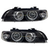 RHD LHD Headlight Headlamp Pair Angel Eyes Clear Black BMW 5 Series E39 95-00