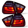 Back Rear Tail Lights Pair Set Clear Red Black BMW E90 Saloon 05-08