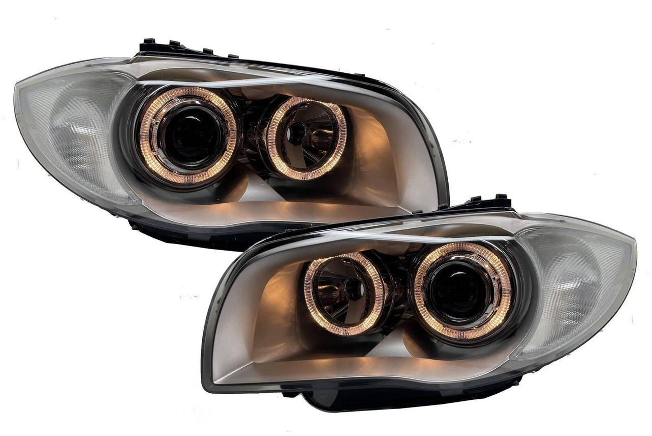 For BMW 1 Series E81 E82 E87 E88 Chrome Angel Eye Projector Headlights Halo RHD/LHD