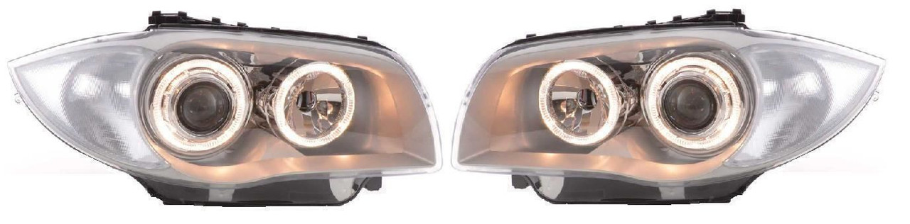 For BMW 1 Series E81 E82 E87 E88 Chrome Angel Eye Projector Headlights Halo RHD/LHD