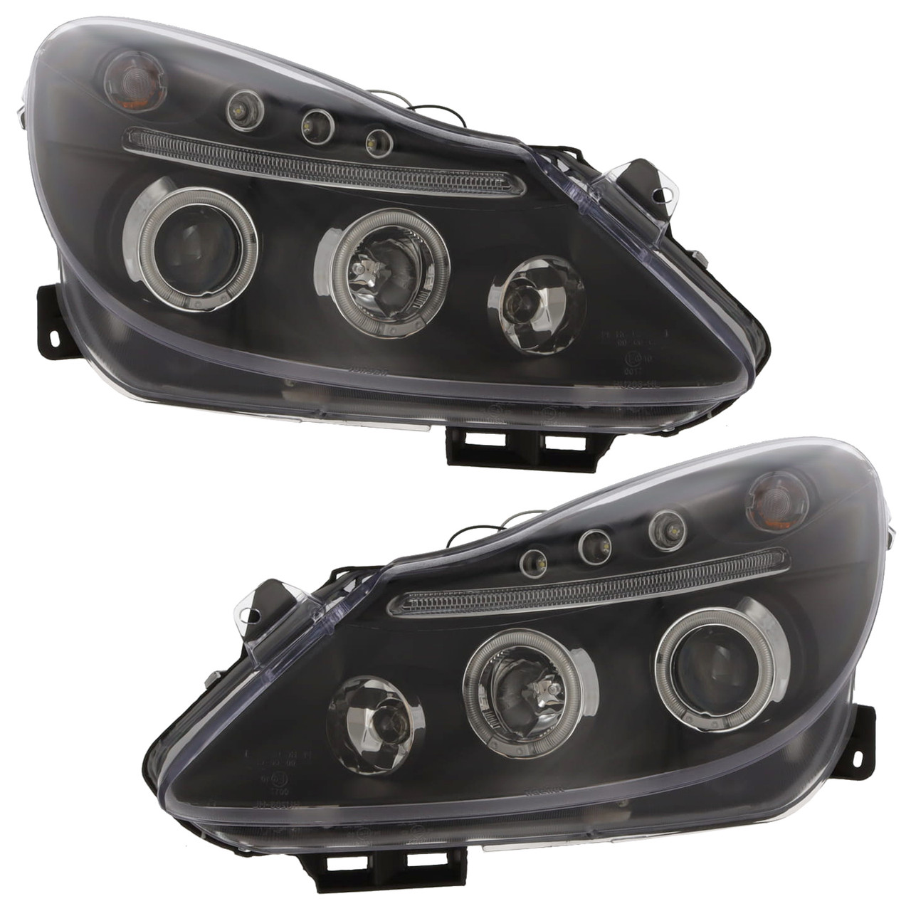 For Vauxhall Corsa D Black Angel Eye Projector Headlights Lamp Part 2006-11