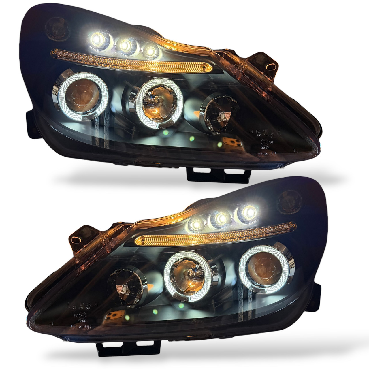 For Vauxhall Corsa D Black Angel Eye Projector Headlights Lamp Part 2006-11