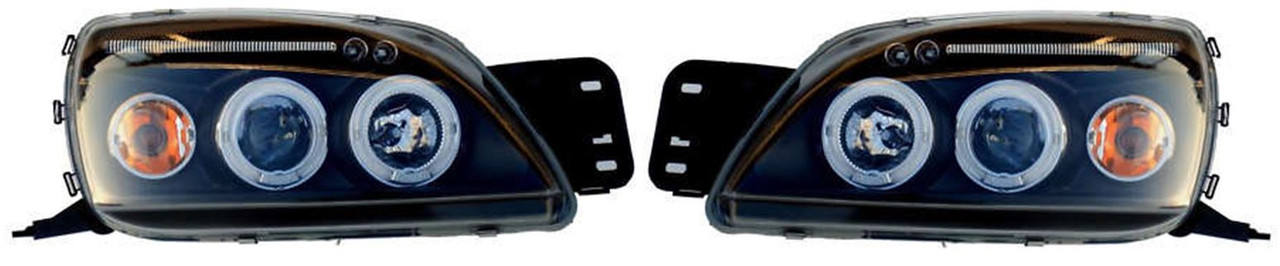 For Ford Fiesta Mk5 99-02 Angel Eye Black Projector Headlights Lamp Part