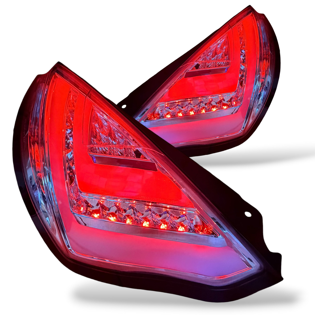 Rear Tail Lights Lamps Pair Clear Chrome Lightbar LED For Ford Fiesta MK7 08-12
