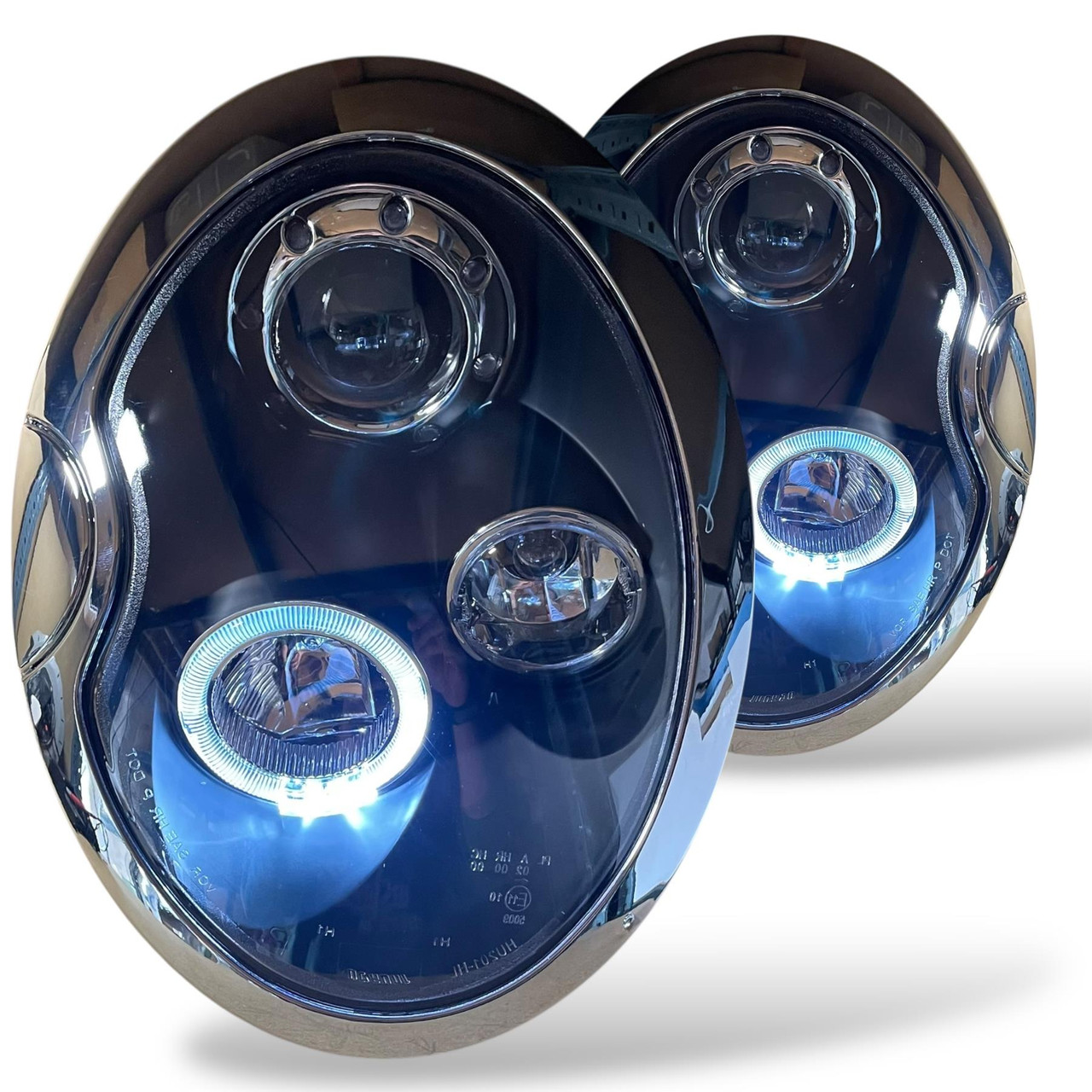 For BMW Mini 01-04 R50 R53 Black LED Halo Angel Eye Headlights Lighting