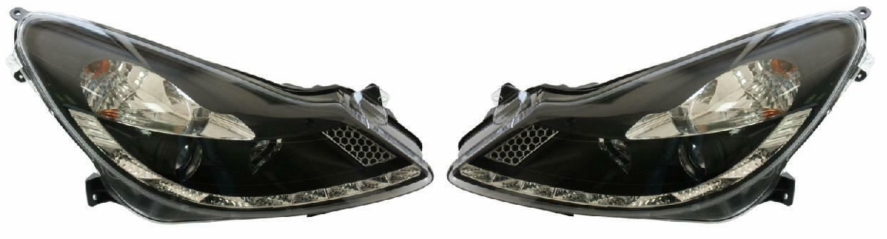 For Vauxhall Corsa D 06-11 Black LED DRL Projector Headlights Lamp Part