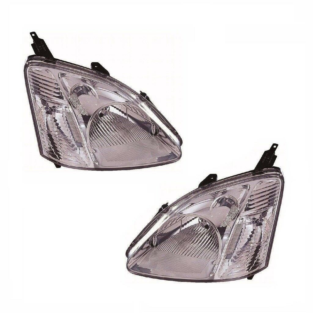 For Honda Civic 3 &amp; 5 Door 2001-2002 Headlights Headlamps Chrome Pair OS NS