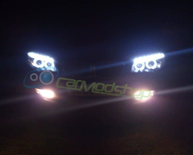 For BMW 1 Series E81 E82 E87 E88 Black Angel Eye DRL Projector Headlights DRL