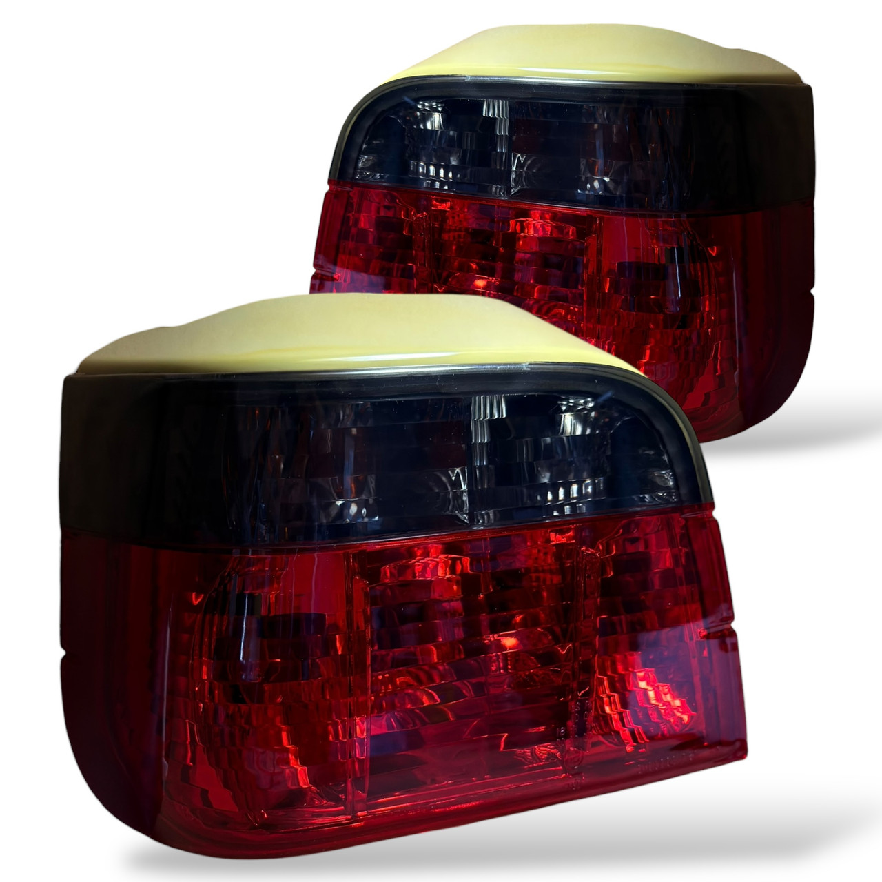 Back Rear Tail Lights Pair Set Clear Red Black BMW E36 Touring 90-99