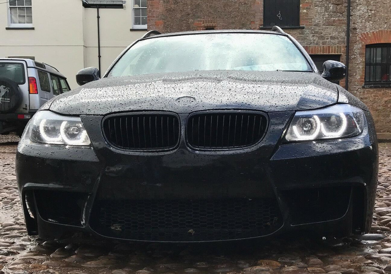 LHD Headlight Pair Angel Eyes Clear Black BMW 3 Series E90 91 Touring 2005-08