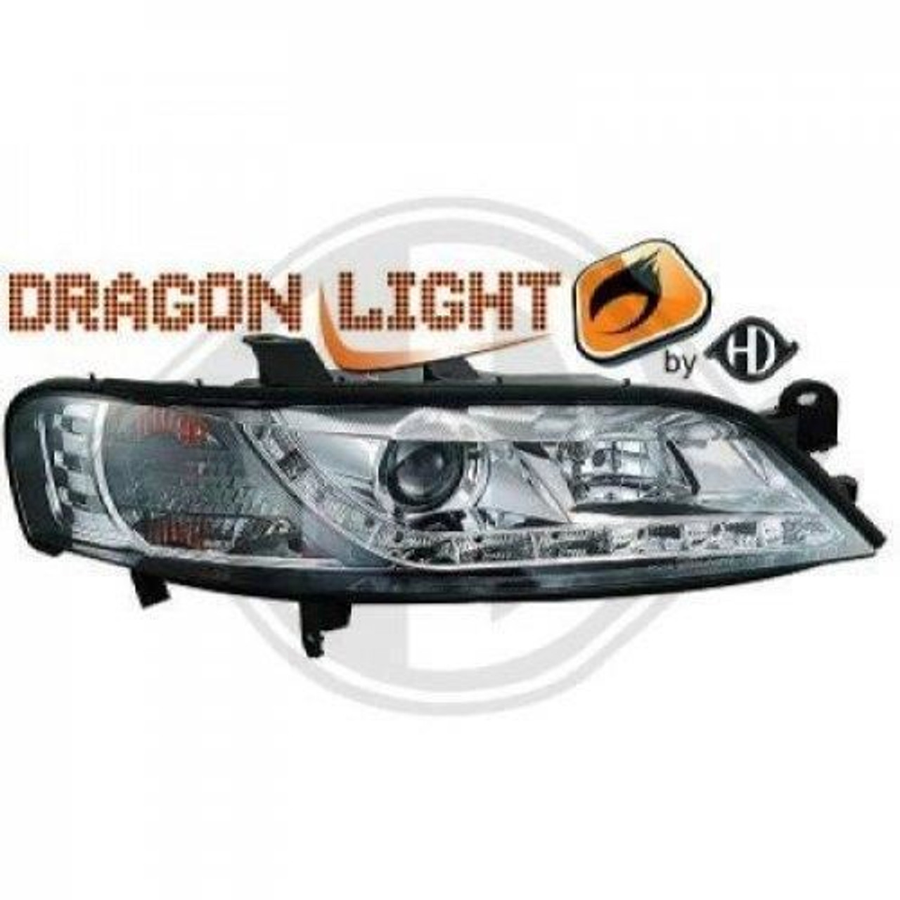 LHD Projector Headlights Pair LED Dragon DRL Lights Clear Chrome Vauxhall Vectra B 99-02