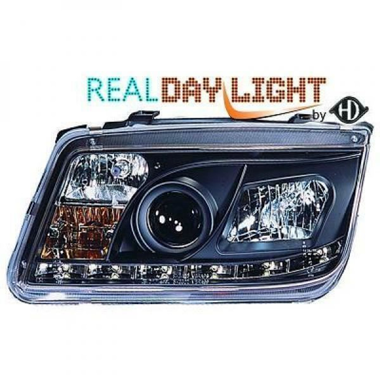 LHD Projector LED DRL Headlights Headlamp Pair Clear Black VW Bora 98-05