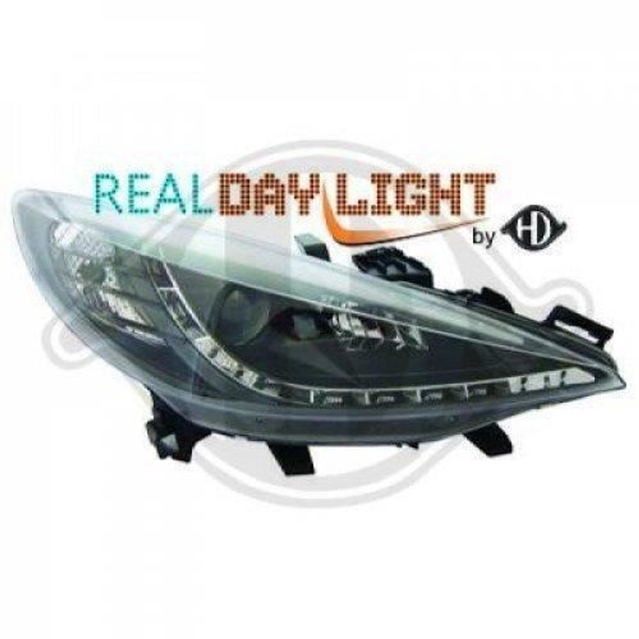 LHD Projector LED DRL Headlights Headlamp Pair Clear Black Peugeot 207 06-12