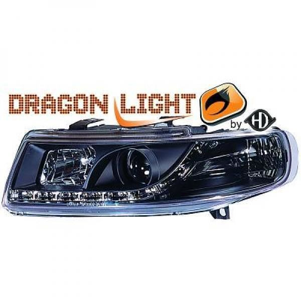 LHD Projector Headlights Pair LED Dragon DRL Lights Clear Black Seat Toledo Leon 99-04