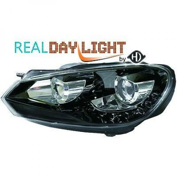 LHD Projector LED DRL Headlights Pair Clear Black Hi Lo Beam VW Golf VI 08-12