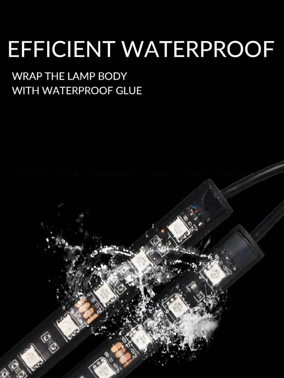 4 x Bluetooth LED RGB app controlled lights interior footwell flash strobe 12V