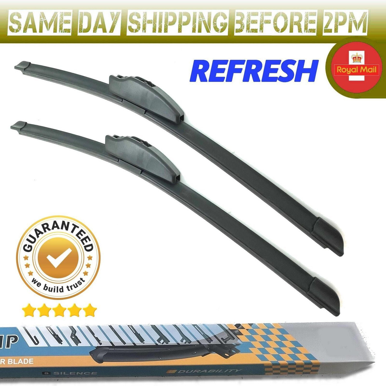 19/17 Inch Refresh Aero-D Flat Windscreen Wipers Blades Pair