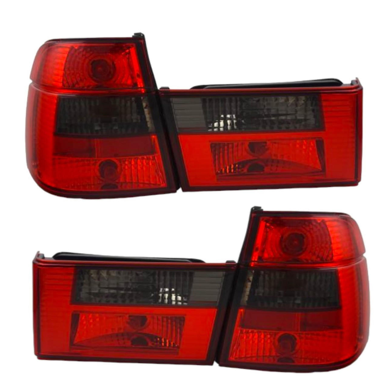 Pair Rear Back Tail Lights Lamps Red Black for BMW E34 Touring 1992-1996