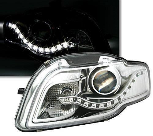 Eagle Eyes Starline LHD Projector Headlights LED DRL Chrome For Audi A4 B7