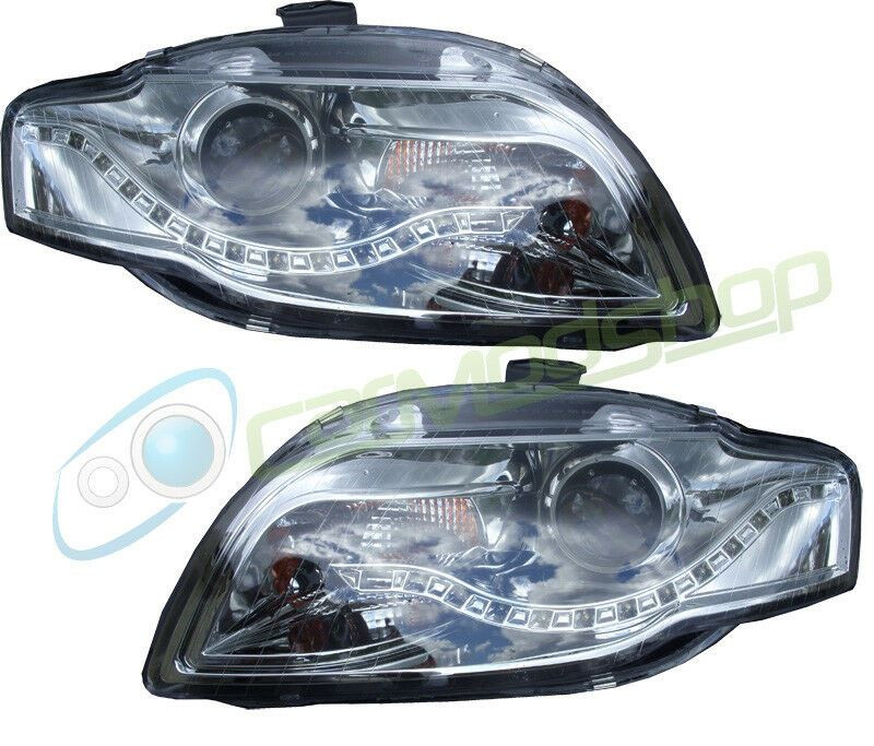 Eagle Eyes Rhd Projector Headlights LED DRL Chrome For Audi A4 B7 04-08