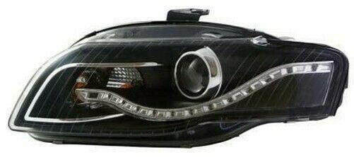 Eagle Eyes Starline LHD Projector Headlights Pair DRL Black For Audi A4 B7
