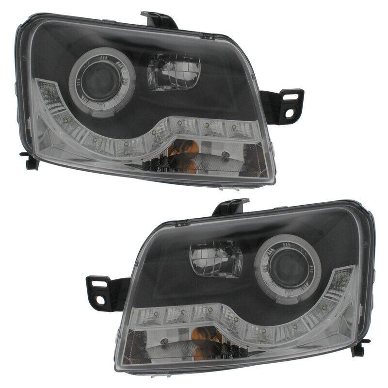 For Fiat Panda 03-3/09 Headlight ANGEL EYE Black (Incl. CHRM DRL) (PAIR)