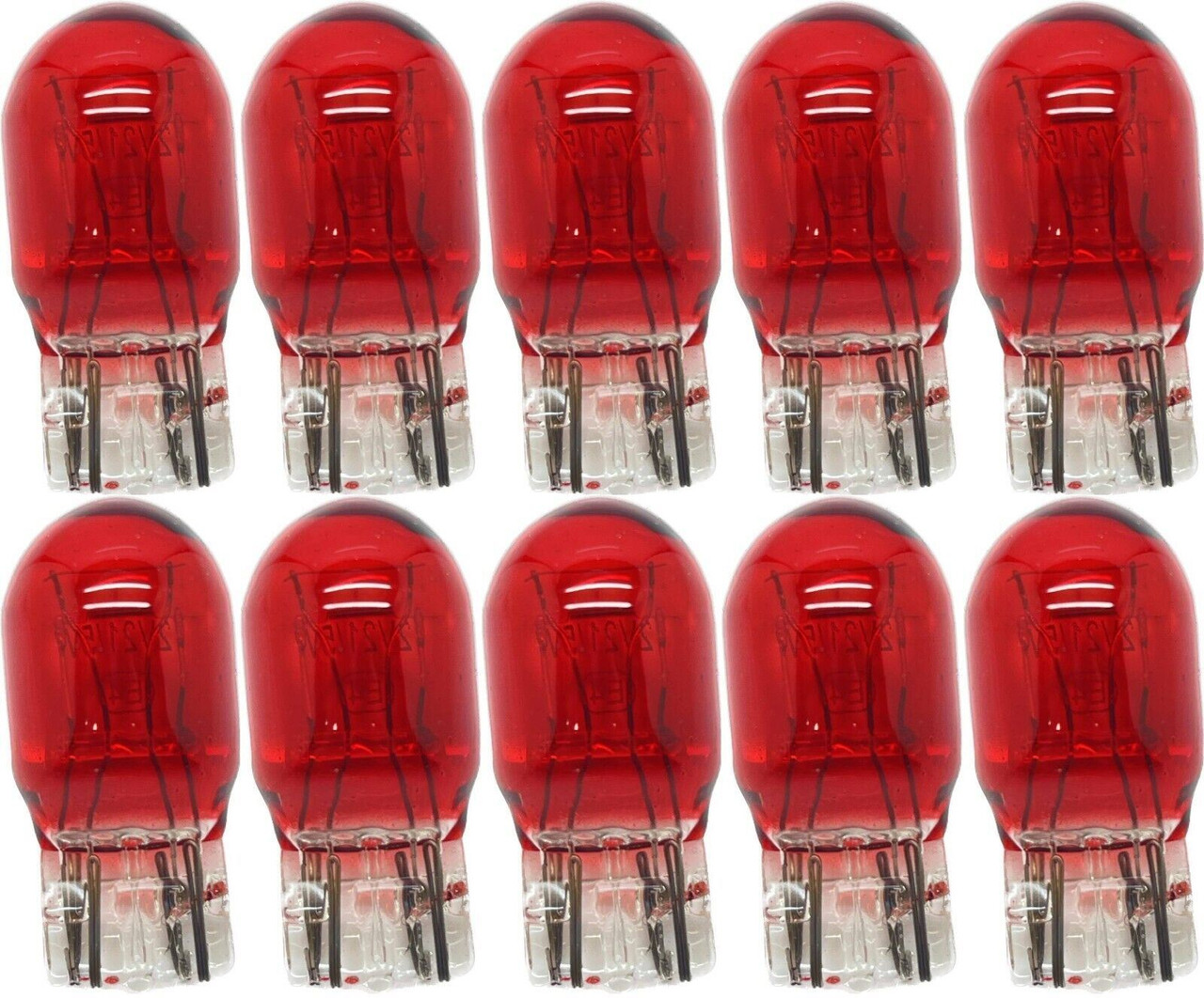 10 x 580 W21/5W Red bulbs stop tail fog light bulb 7443 capless 12v 21w 5w