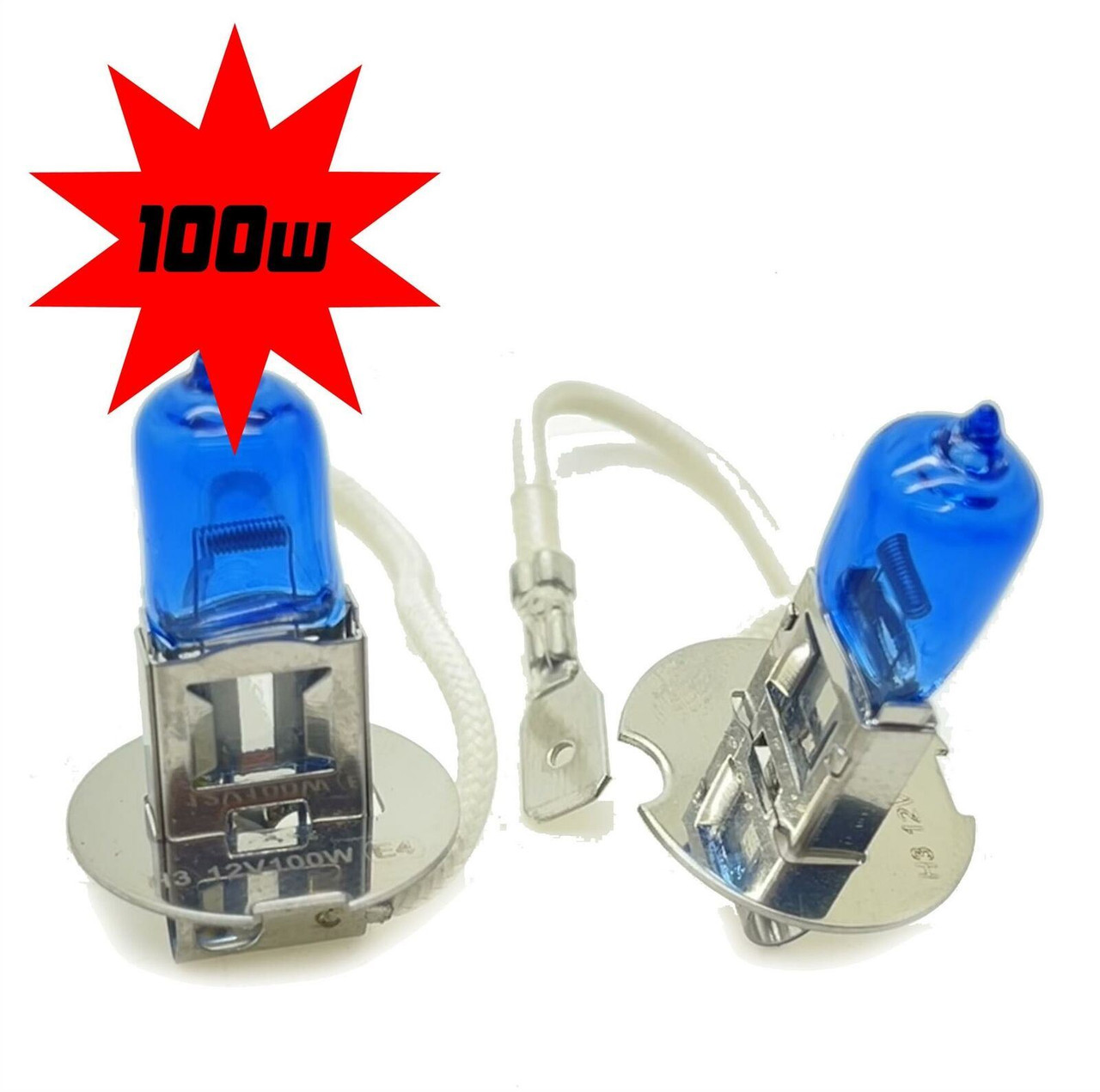 Pair 100w H3 453 offroad 7500K Xenon fog light bulbs blue