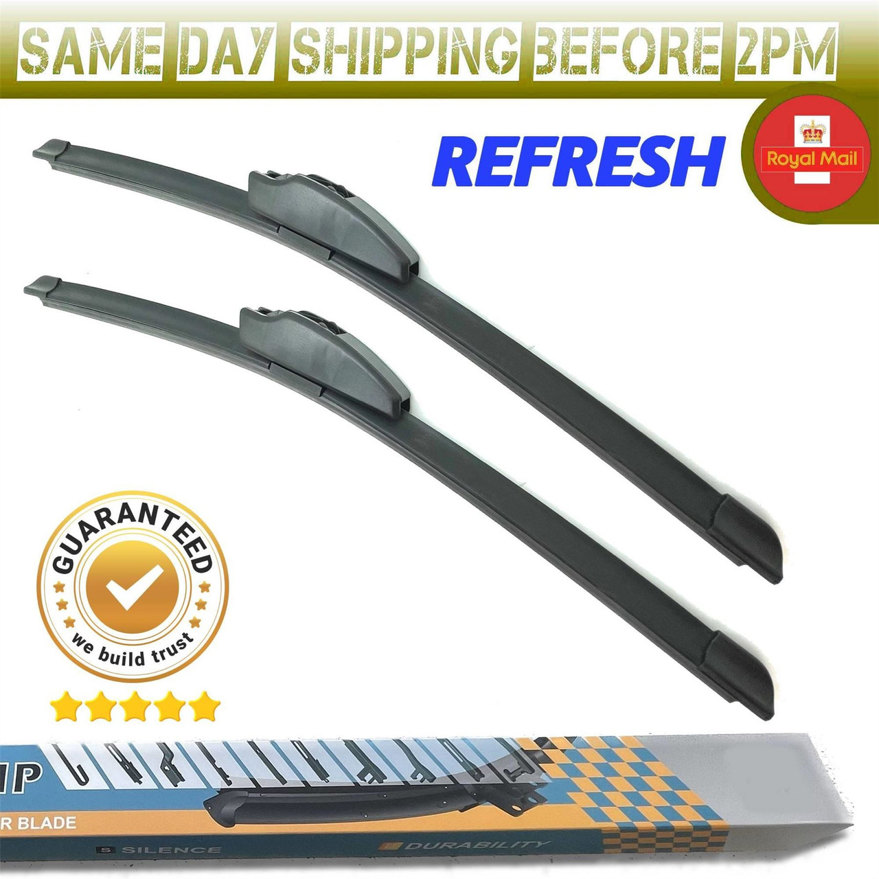 20" 14" Inch Refresh Aero-D Flat Windscreen Wipers Blades Pair