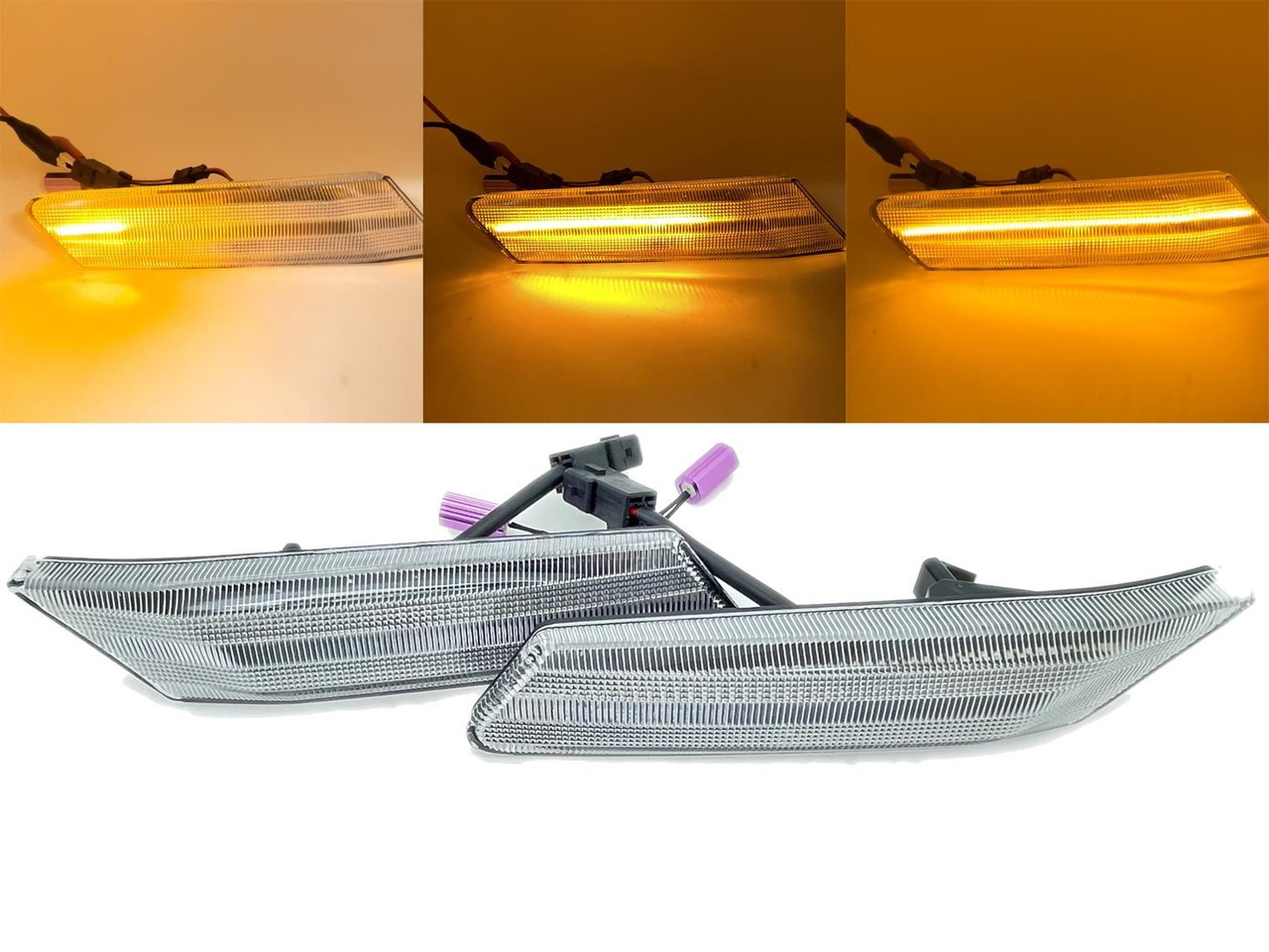 Pair Clear Dynamic sequential LED side repeater markers for Porsche Boxster 987 04-12 Cayman 06-08